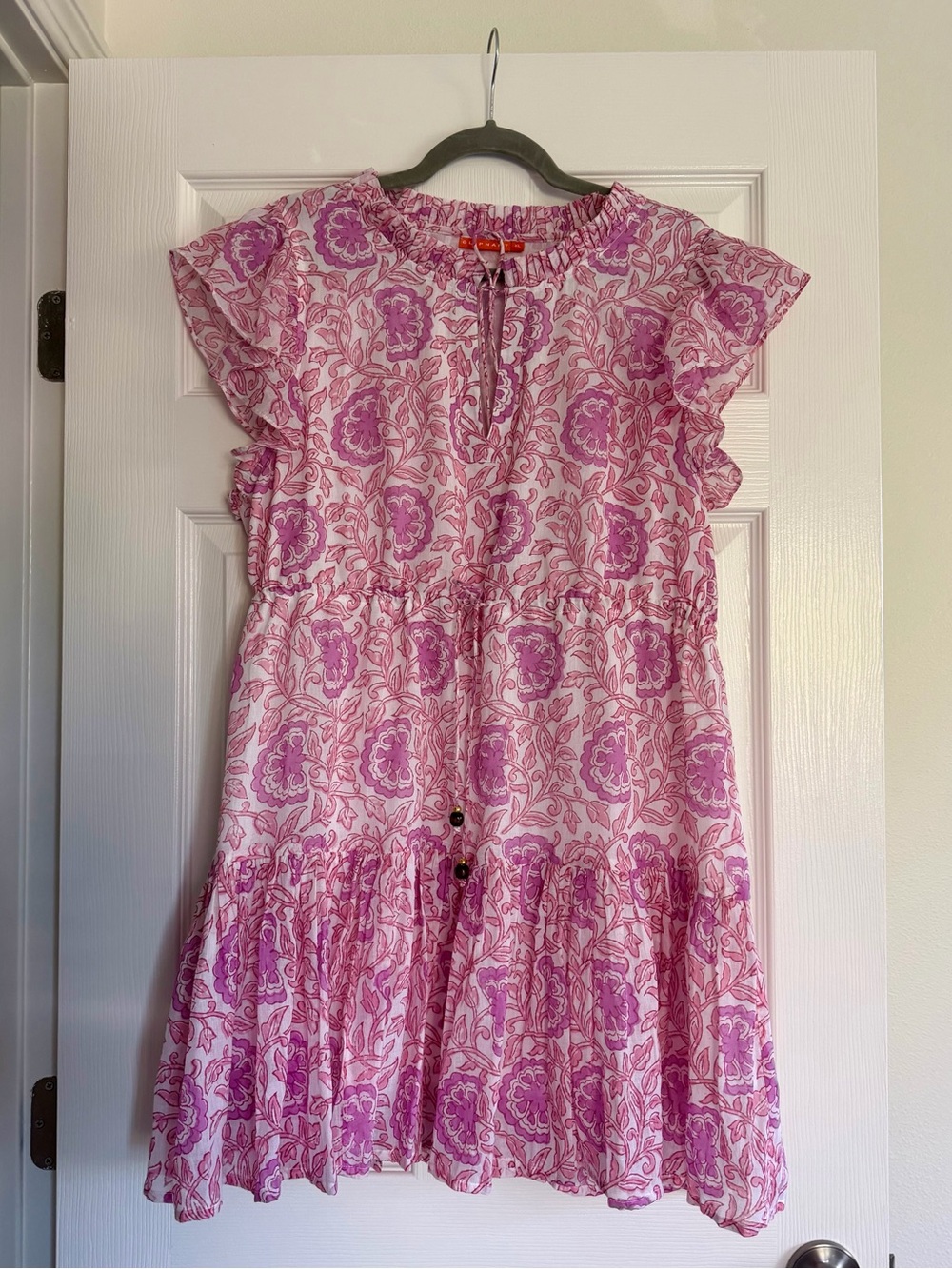 Oliphant Pink Floral Tiered Mini Dress